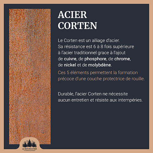 Lou provençau - Brasero plancha en acier corten avec rangement bûches - grille et stop food inclus
