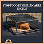 Lou provençau - Brasero plancha en acier corten avec rangement bûches - grille et stop food inclus